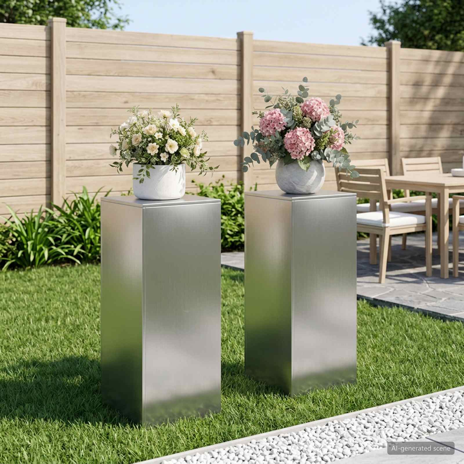 8012569_1.jpg vidaXL Stojan na rastliny 2 pcs Strieborná 40 x 40 x 100 cm – Obrázok 1