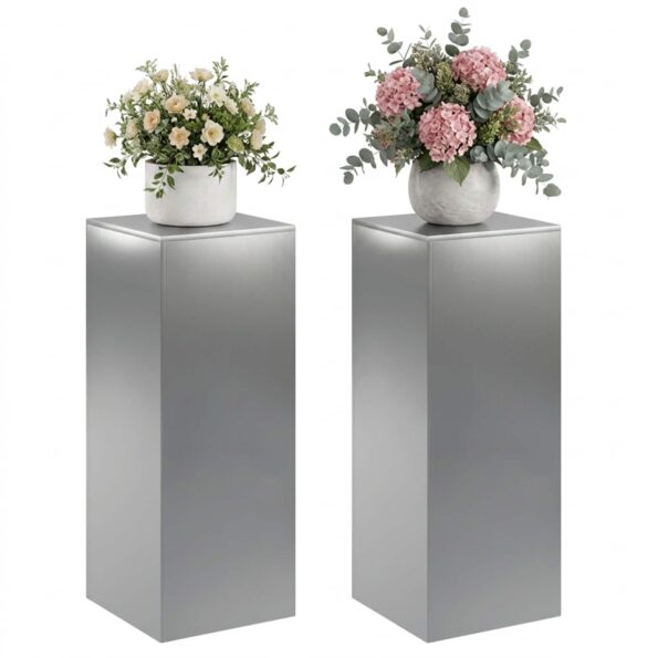 vidaXL Stojan na rastliny 2 pcs Strieborná 40 x 40 x 100 cm – Obrázok 3