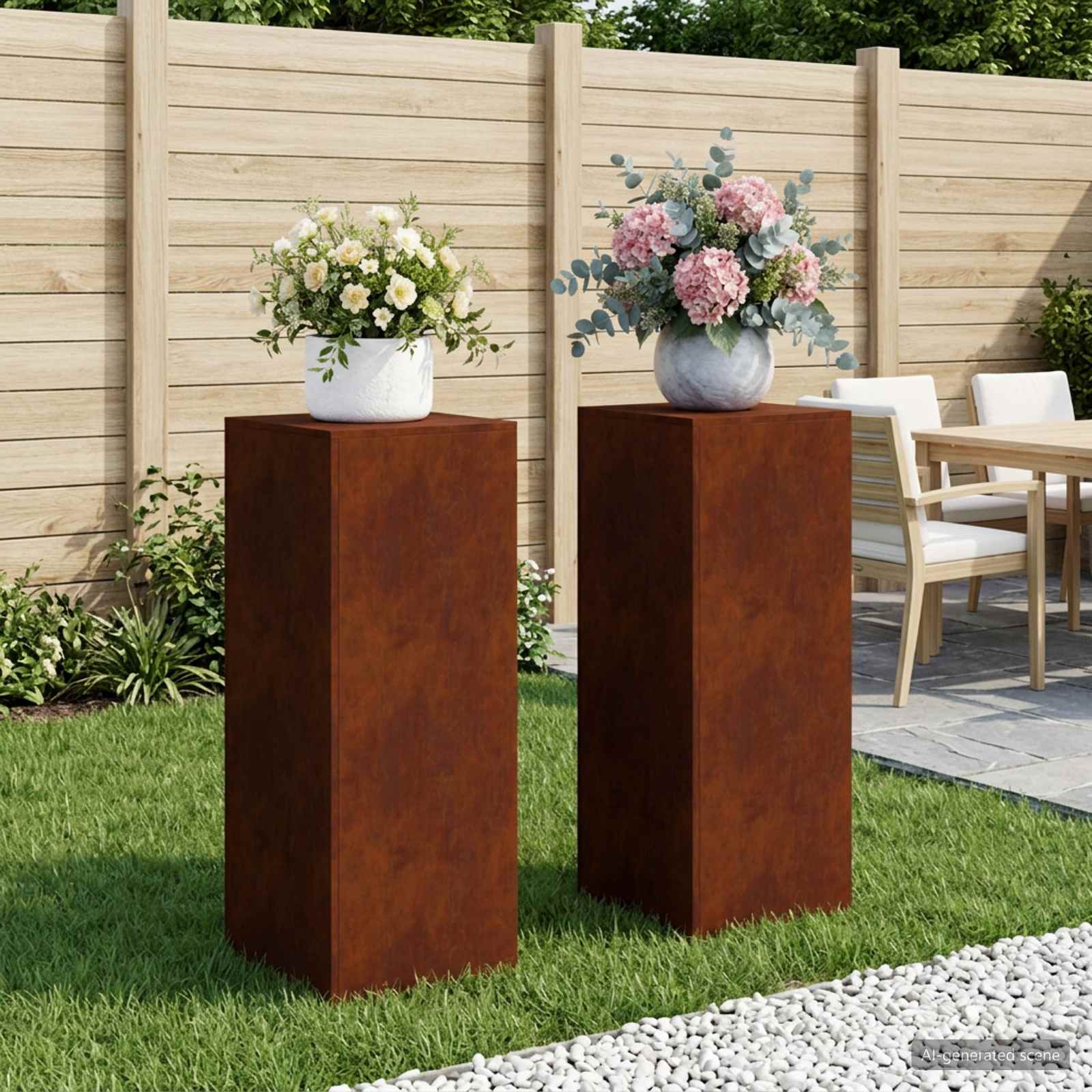 8012571_1.jpg vidaXL Stojan na rastliny 2 ks Hrdzavý 40 x 40 x 100 cm – Obrázok 1
