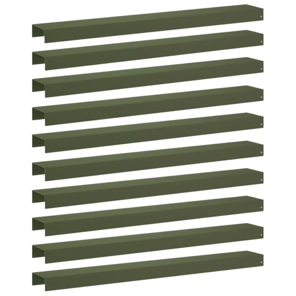 vidaXL Záhradný krycí profil 10 ks 100 x 15 x 5 cm Oceľ Olivovo zelená – Obrázok 2
