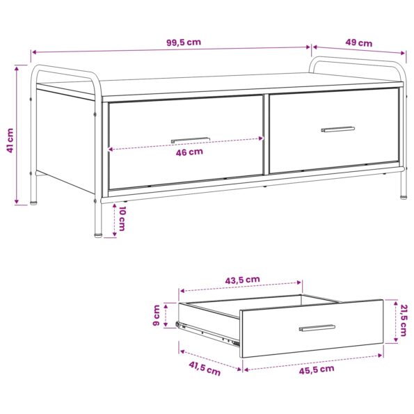 vidaXL Konferenčný stolík Dub artisan 99,5 x 49 x 41 cm – Obrázok 10