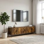 vidaXL TV skrinka 146 x 33 x 50 cm Dymový dub Kompozitné drevo