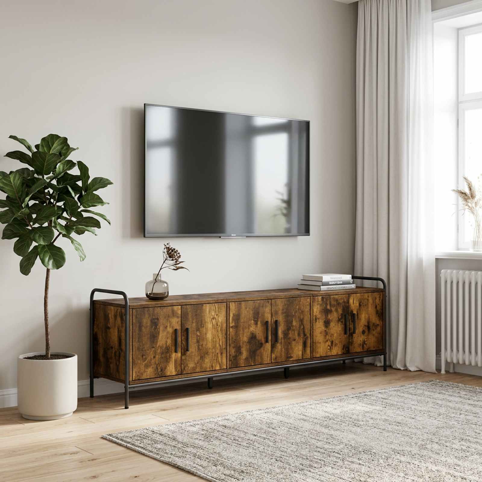 8013748_1.jpg vidaXL TV skrinka 146 x 33 x 50 cm Dymový dub Kompozitné drevo – Obrázok 1