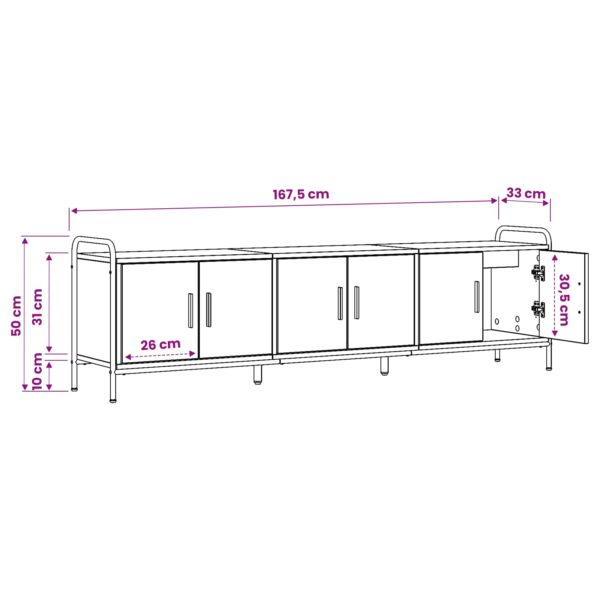 vidaXL TV skrinka 146 x 33 x 50 cm Dymový dub Kompozitné drevo – Obrázok 10