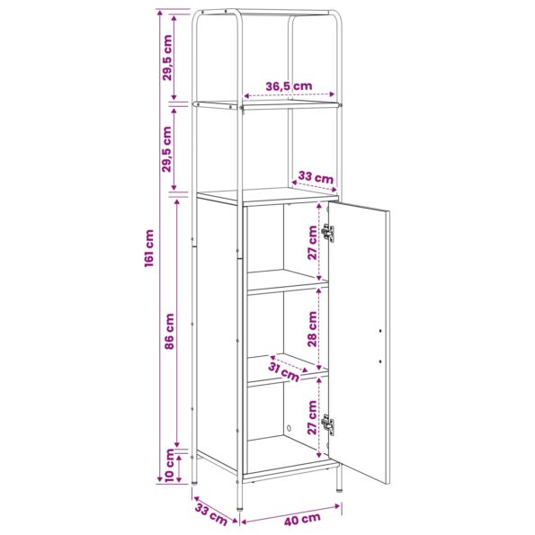 vidaXL Highboard Dymový dub 40 x 33 x 161 cm Kompozitné drevo – Obrázok 11