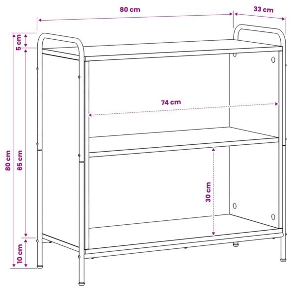 vidaXL Knižnica 80 x 33 x 80 cm Kompozitné drevo Dymový dub – Obrázok 8