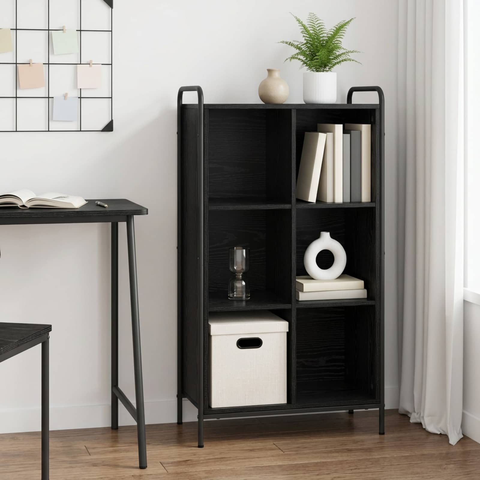 8013956_1.jpg vidaXL Knižnica 57 x 33 x 111 cm Kompozitné drevo Čierny dub – Obrázok 1