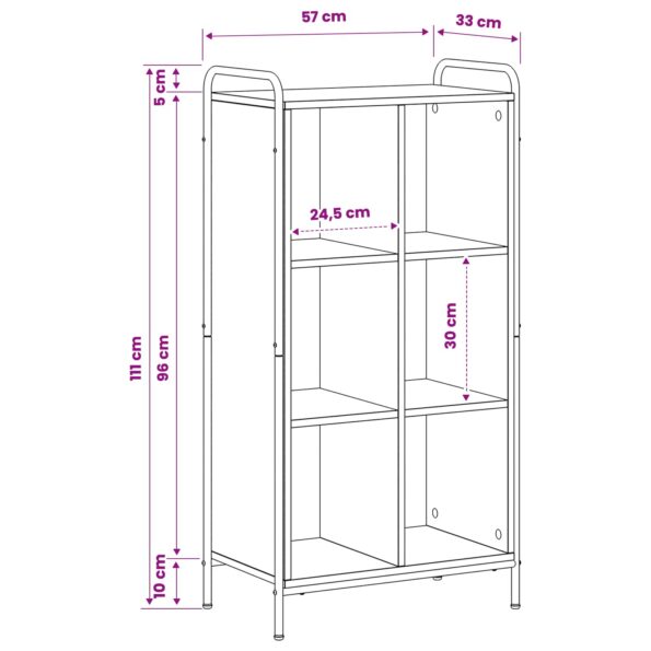 vidaXL Knižnica 57 x 33 x 111 cm Kompozitné drevo Čierny dub – Obrázok 8