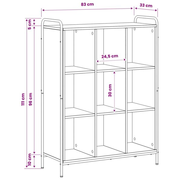 vidaXL Knižnica 57 x 33 x 111 cm Kompozitné drevo Dymový dub – Obrázok 8