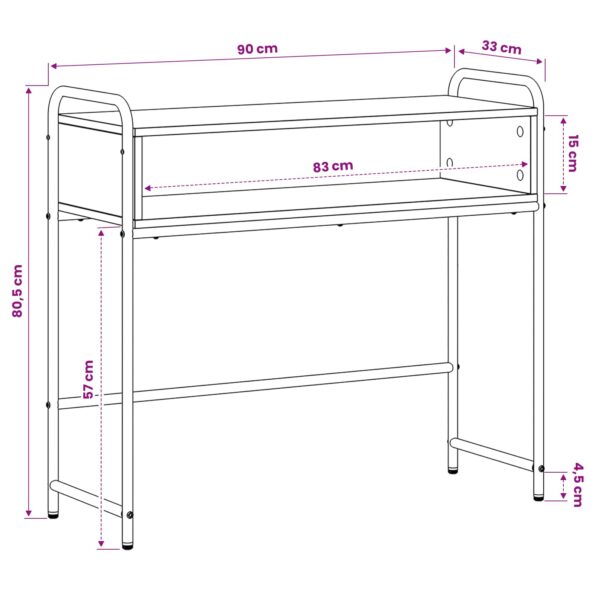 vidaXL Konzolový stôl Dymový dub 90 x 33 x 80,5 cm Kompozitné drevo – Obrázok 8