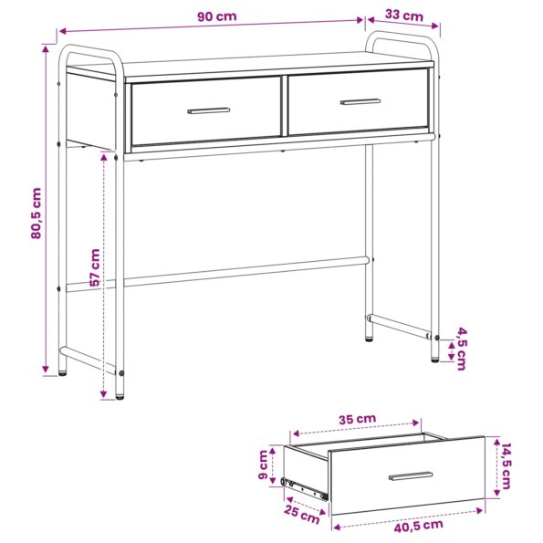 vidaXL Konzolový stôl Dub artisan 90 x 33 x 80,5 cm Kompozitné drevo – Obrázok 10