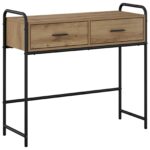 vidaXL Konzolový stôl Dub artisan 90 x 33 x 80,5 cm Kompozitné drevo – Obrázok 2