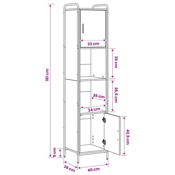 vidaXL Kúpeľňová skriňa Staré drevo 46 x 36 x 181 cm Kompozitné drevo – Obrázok 11