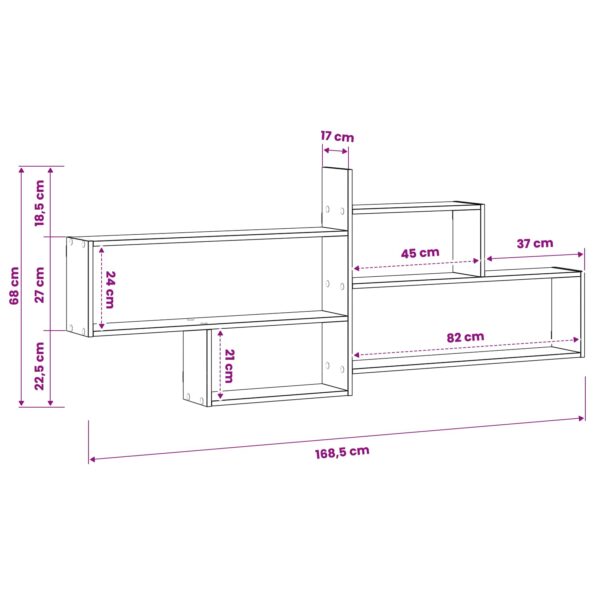 vidaXL Stenná polica Betónovo sivá 168,5 x 17 x 68 cm Kompozitné drevo – Obrázok 6