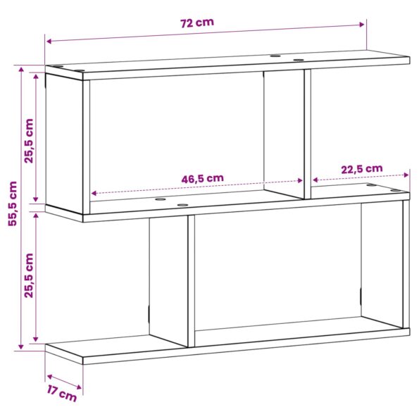vidaXL Nástenná polica Dubové drevo 72 x 17 x 55,5 cm Kompozitné drevo – Obrázok 6