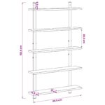 vidaXL Stenná polica Dymový dub 60.5 x 13.5 x 102.5 cm – Obrázok 7