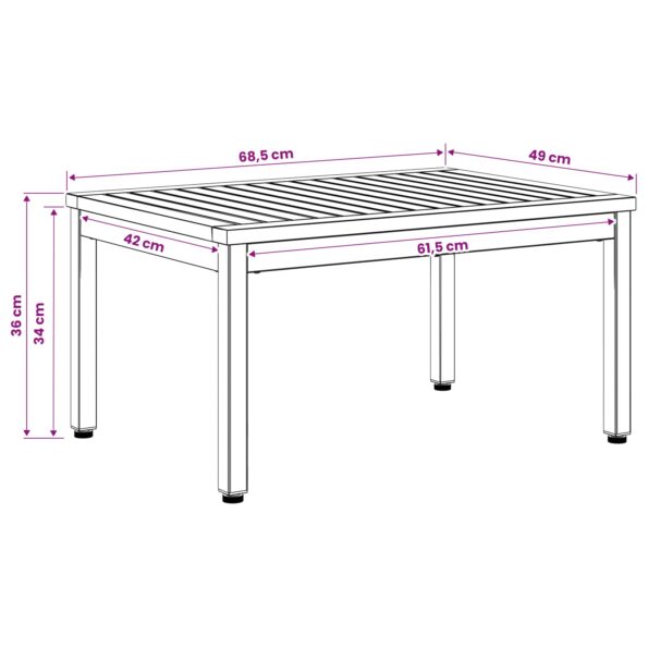vidaXL Konferenčný stolík Biela 49 x 68,5 x 36 cm Pevné akáciové drevo – Obrázok 9