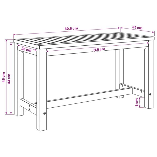 vidaXL Záhradná lavička 80,5 x 35 x 45 cm Pevné akáciové drevo Bielené – Obrázok 8