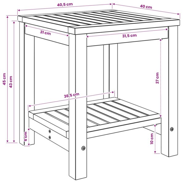 vidaXL Konferenčný stolík Bielené 40,5 x 40 x 45 cm – Obrázok 7
