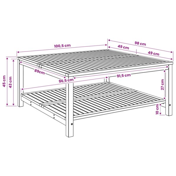 vidaXL Konferenčný stolík Bielené 100,5 x 98 x 45 cm – Obrázok 7