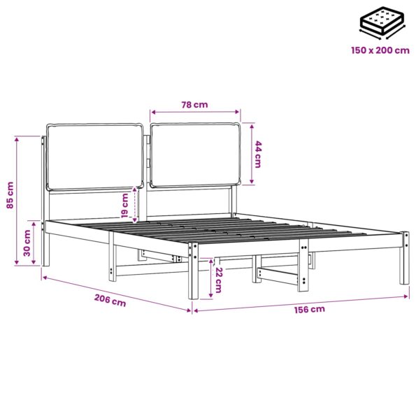 vidaXL Rám postele s čalúneným čelom Bielená a taupe 150 x 200 cm – Obrázok 11