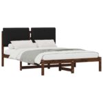 vidaXL Rám postele s čalúneným čelom Tmavohnedá a čierna 140 x 200 cm – Obrázok 2