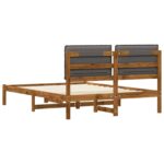 vidaXL Rám postele s čalúneným čelom Prírodná a svetlosivá – Obrázok 6
