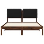 vidaXL Rám postele s čalúneným čelom Tmavohnedá a čierna 140 x 190 cm – Obrázok 4