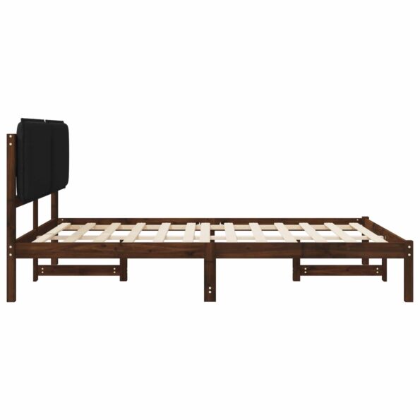 vidaXL Rám postele s čalúneným čelom Tmavohnedá a čierna 140 x 190 cm – Obrázok 5