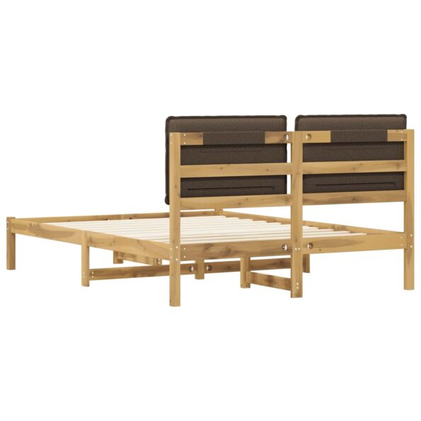vidaXL Rám postele s čalúneným čelom Bielená a taupe 140 x 190 cm – Obrázok 6