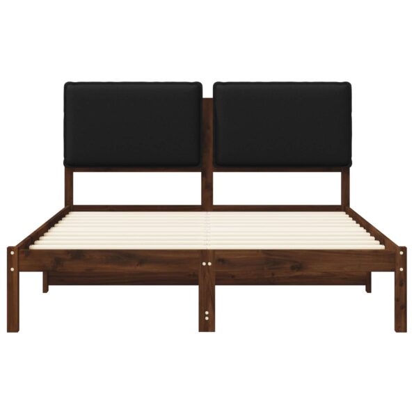 vidaXL Rám postele s čalúneným čelom Tmavohnedá a čierna 135 x 190 cm – Obrázok 4