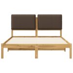 vidaXL Rám postele s čalúneným čelom Bielená a taupe 135 x 190 cm – Obrázok 4