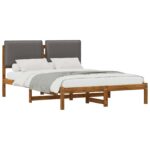 vidaXL Rám postele s čalúneným čelom Prírodná a svetlosivá – Obrázok 2