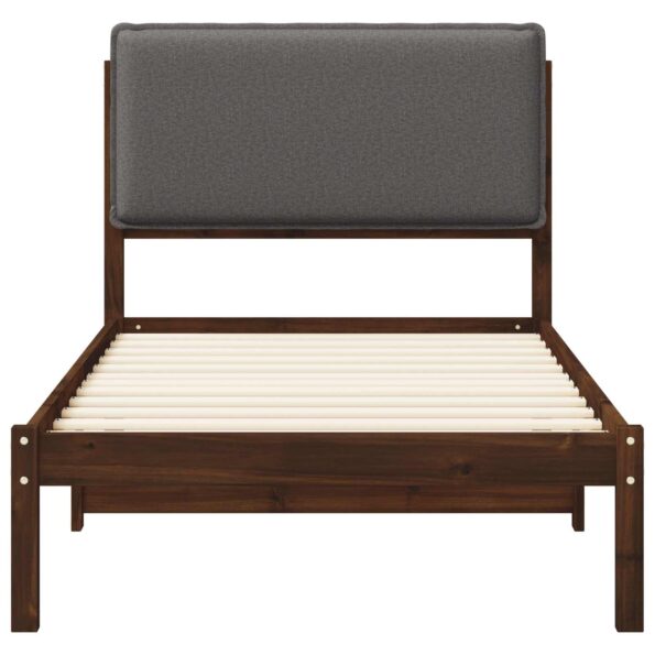 vidaXL Rám postele s čalúneným čelom Tmavohnedá a svetlosivá – Obrázok 4