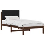 vidaXL Rám postele s čalúneným čelom Tmavohnedá a čierna 75 x 190 cm – Obrázok 2