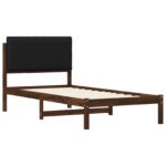 vidaXL Rám postele s čalúneným čelom Tmavohnedá a čierna 75 x 190 cm – Obrázok 3