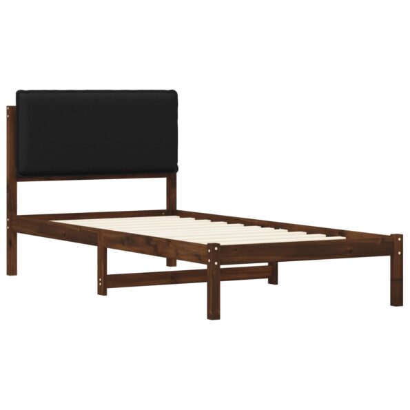vidaXL Rám postele s čalúneným čelom Tmavohnedá a čierna 75 x 190 cm – Obrázok 3