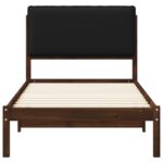 vidaXL Rám postele s čalúneným čelom Tmavohnedá a čierna 75 x 190 cm – Obrázok 4