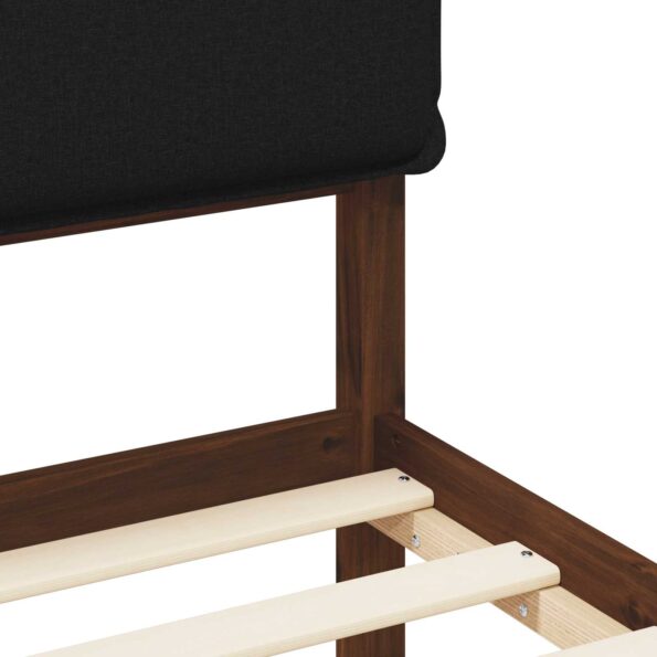 vidaXL Rám postele s čalúneným čelom Tmavohnedá a čierna 75 x 190 cm – Obrázok 8
