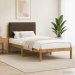 vidaXL Rám postele s čalúneným čelom Bielená a taupe 75 x 190 cm