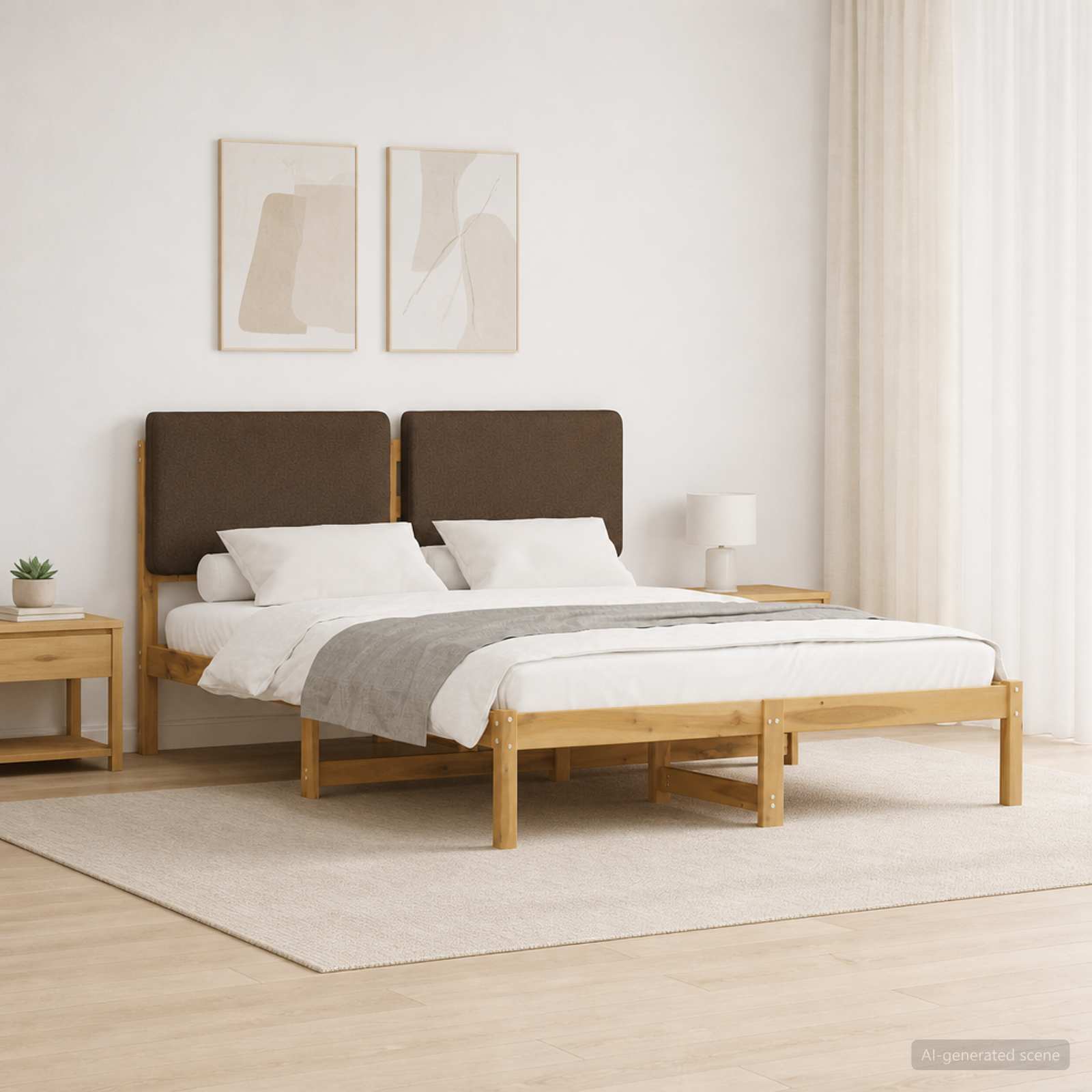903973_1.jpg vidaXL Rám postele s čalúneným čelom Bielená a taupe 160 x 200 cm – Obrázok 1
