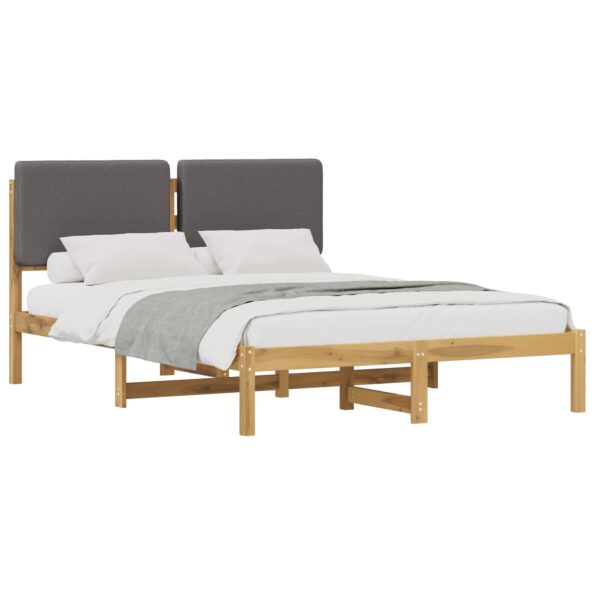 vidaXL Rám postele s čalúneným čelom Bielená a svetlosivá 150 x 200 cm – Obrázok 2