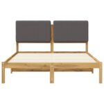 vidaXL Rám postele s čalúneným čelom Bielená a svetlosivá 150 x 200 cm – Obrázok 4