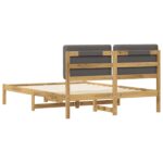 vidaXL Rám postele s čalúneným čelom Bielená a svetlosivá 150 x 200 cm – Obrázok 6