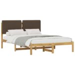 vidaXL Rám postele s čalúneným čelom Bielená a taupe 140 x 200 cm – Obrázok 2