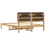vidaXL Rám postele s čalúneným čelom Bielená a taupe 140 x 200 cm – Obrázok 6