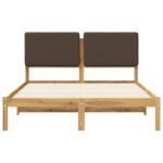 vidaXL Rám postele s čalúneným čelom Bielená a taupe 120 x 200 cm – Obrázok 4