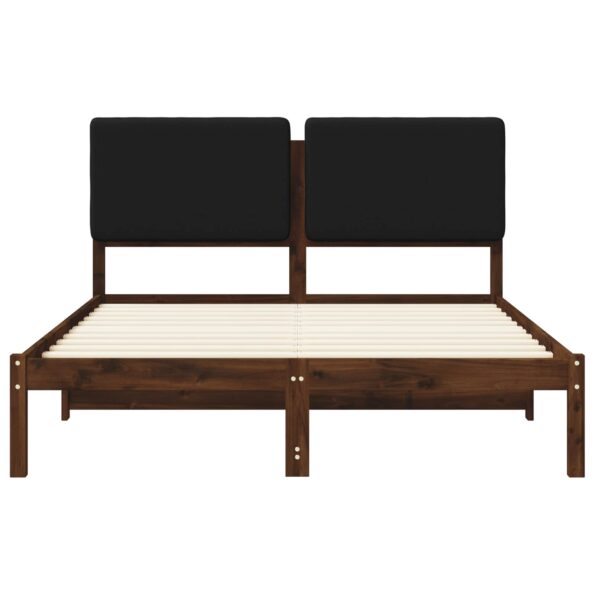 vidaXL Rám postele s čalúneným čelom Tmavohnedá a čierna 140 x 190 cm – Obrázok 4