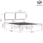vidaXL Rám postele s čalúneným čelom Prírodná a tmavosivá 135 x 190 cm – Obrázok 11
