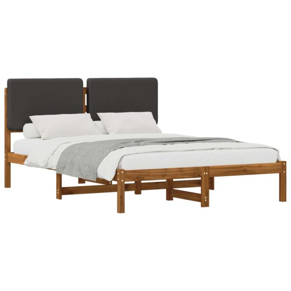 vidaXL Rám postele s čalúneným čelom Prírodná a tmavosivá 135 x 190 cm – Obrázok 2